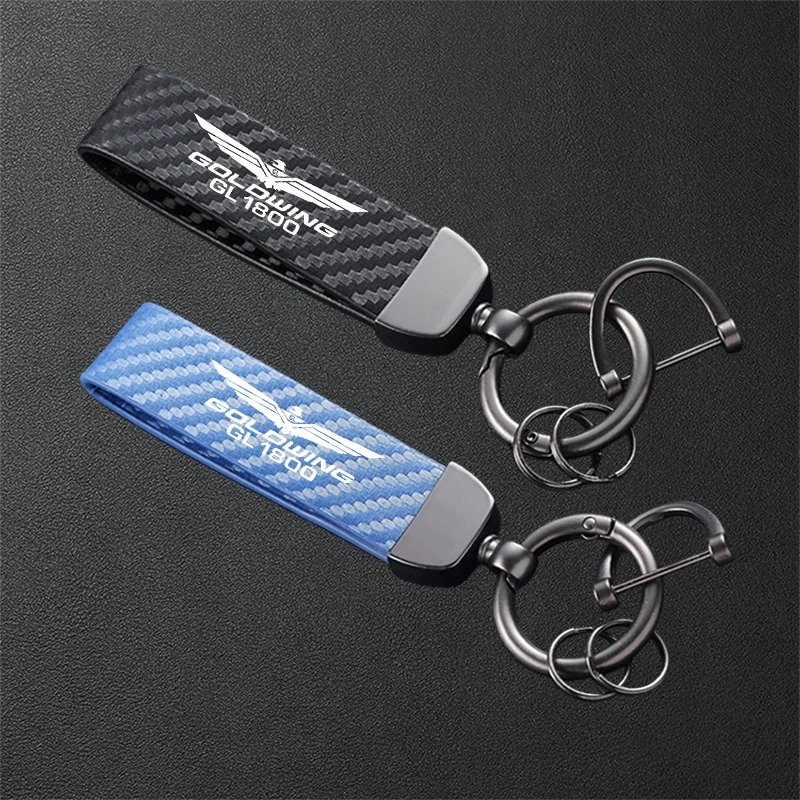 

For HONDA Gold Wing 1800 GL1800 GL 1800 Accessories Carbon Fiber Textured Leather Keychain Motorcycle Keyring