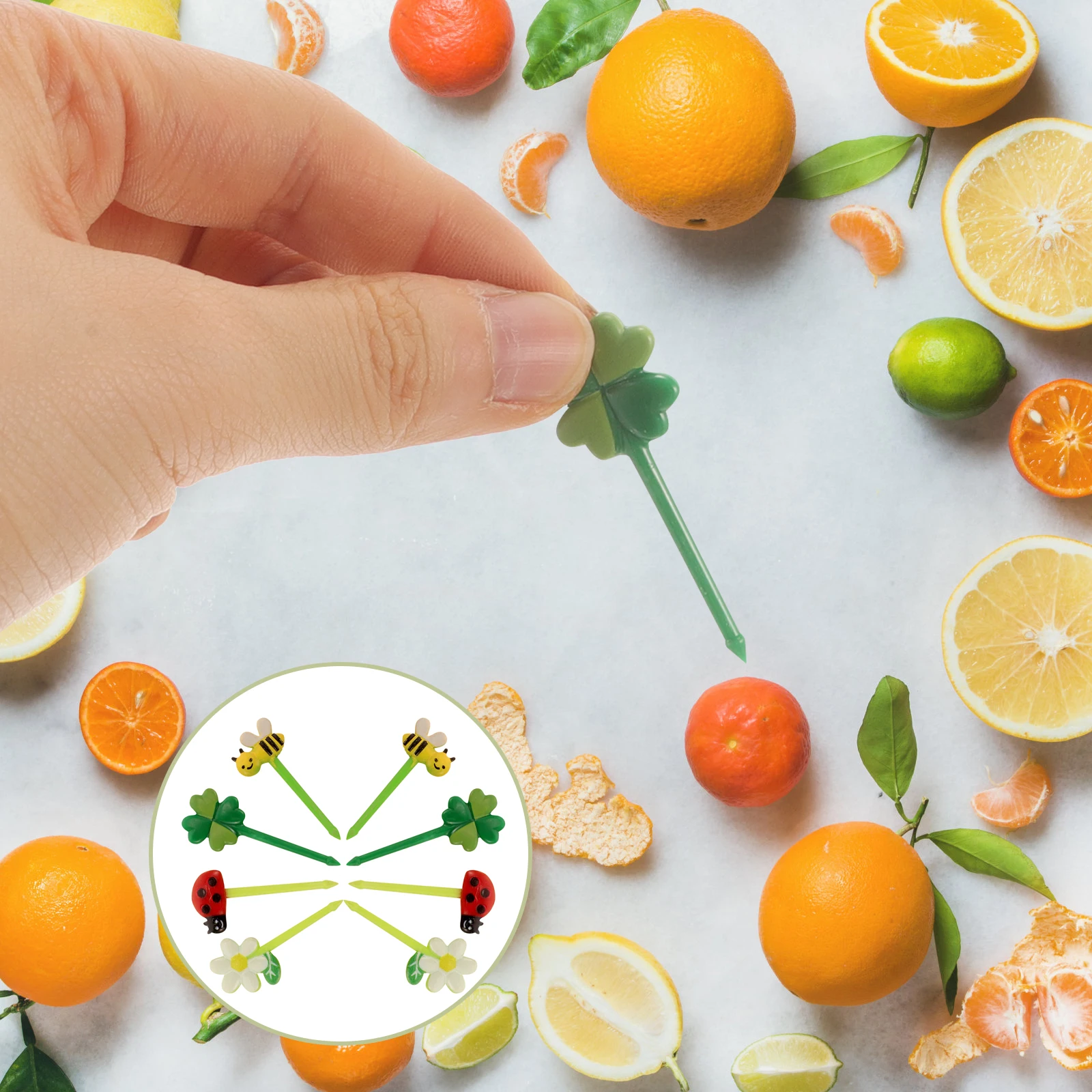 

5pcs Fruit Decoration Adorable Cartoon Food Reusable Plastic Snack Party Cake Forks Decorative Cupcake Appetizer Forks Dessert