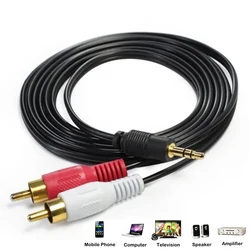 Kabel linia Audio 1M 3.5mm złącze Stereo męskiego do 2 RCA męskiego Aux Wire do PC TV DVD VCR MP3 głośniki do laptopa przewód Audio wideo