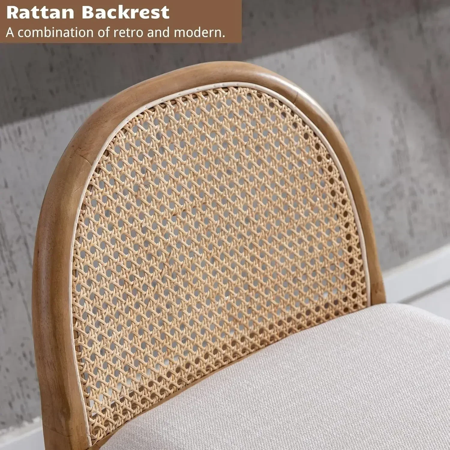 Sgabelli da bancone moderni Set di sgabelli da bancone da 4,26 pollici con schienali in rattan, comodi sgabelli in rattan per isola cucina, Beige