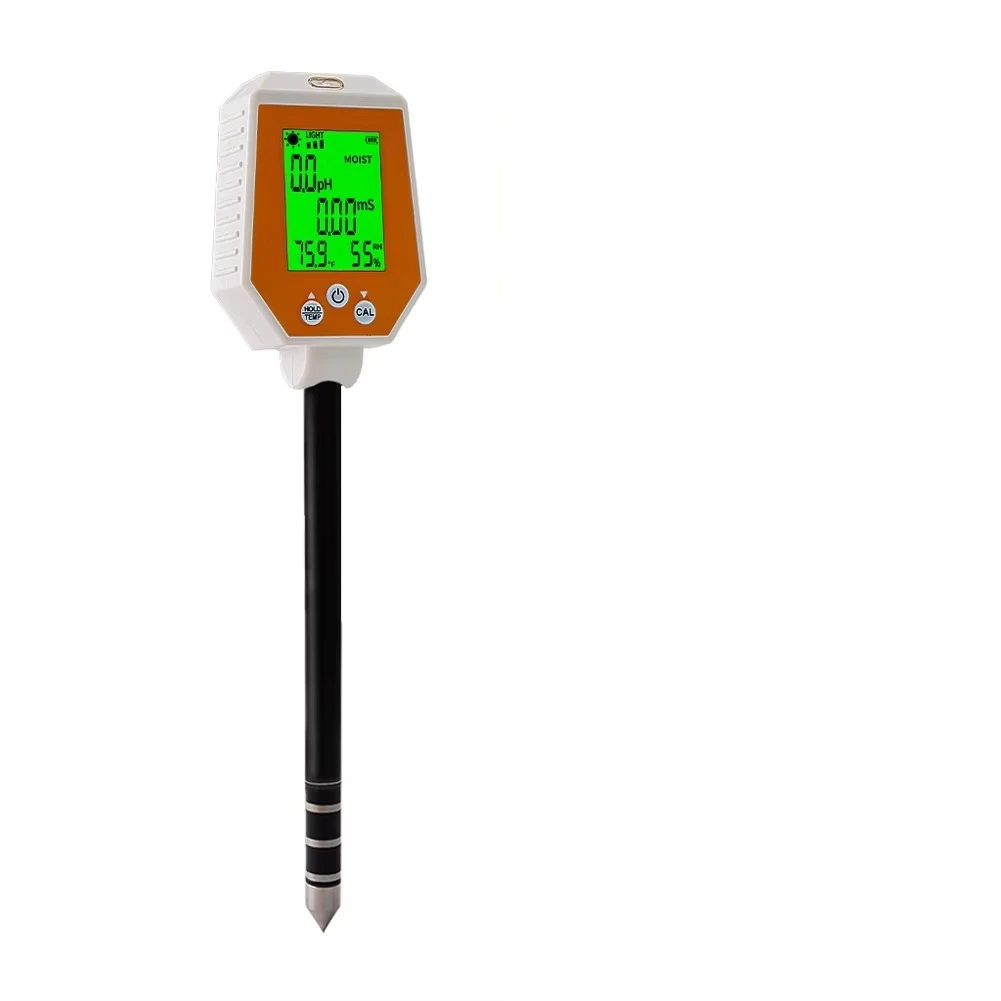 6 in 1 Soil Tester PH/EC/Humidity/Sunlight/Air Humidity/Temperature, High Precision Conductivity