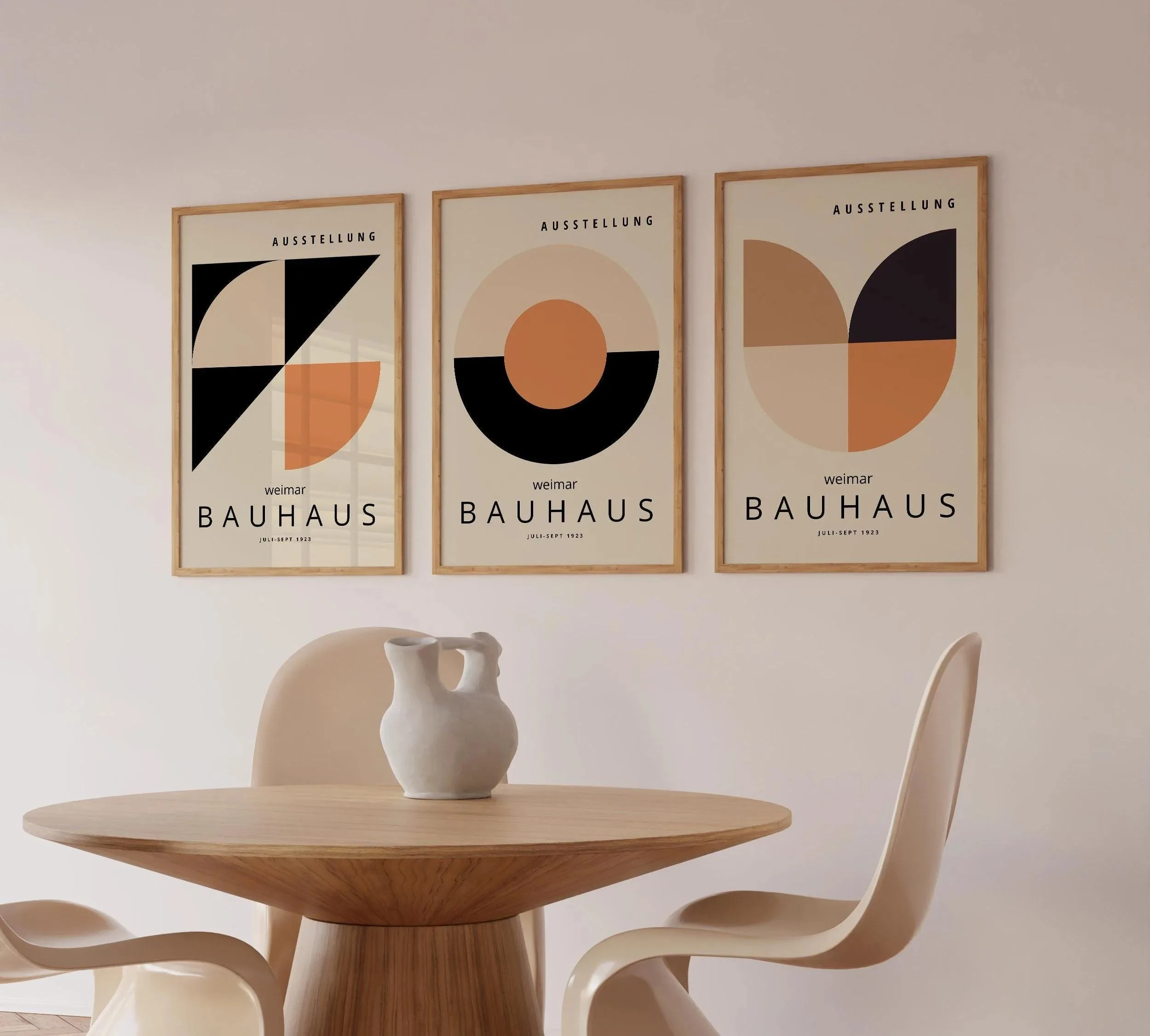 3 teile/satz Schwarz Orange Bauhaus Leinwand Drucke Mid Century Moderne Geometrische Wand Kunst Poster für Moderne Wohnzimmer Wohnkultur