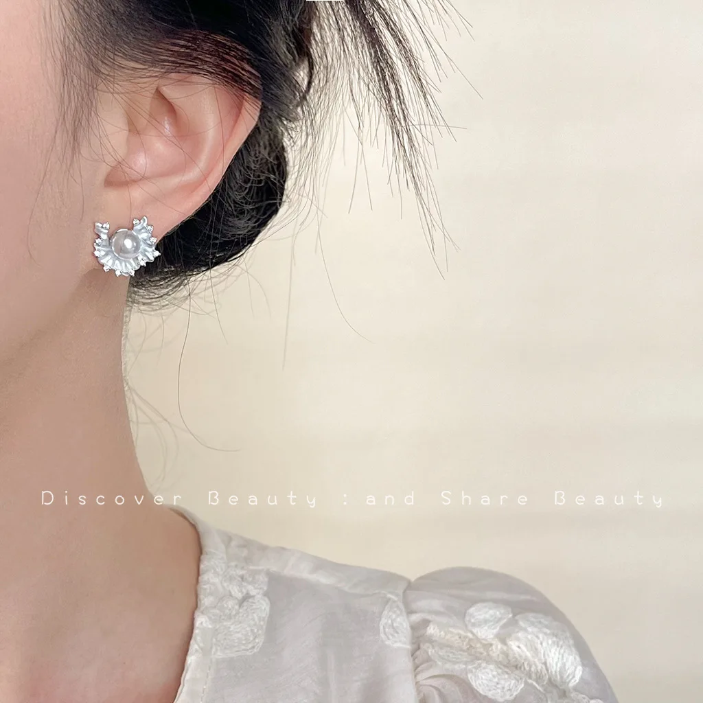 DIY accessories Old money style retro black agate stud earrings cold wind temperament zircon earrings personalized versatile hig view 3