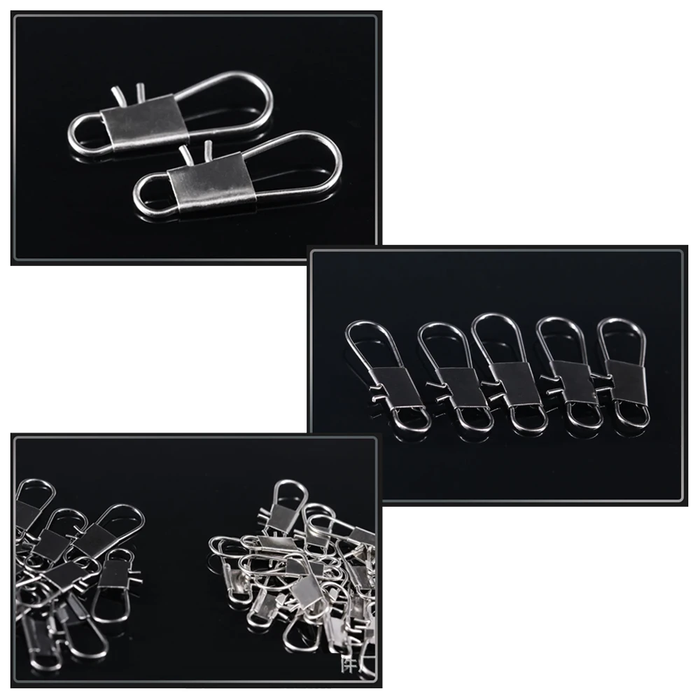 DNDYUJU 50pcs Carbon Steel Fishing Connector Fishing Snap Pin Rolling Swivel Fishing Lure Tackle Fishing Hook Tool Snap