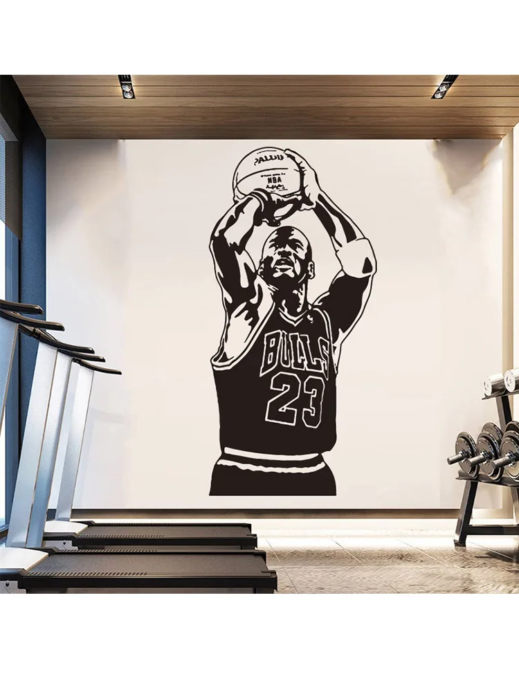 Autocollant mural en PVC motif étoile de basket-ball, stickers d'art moderne à la mode, décoration pour salon et chambre à coucher