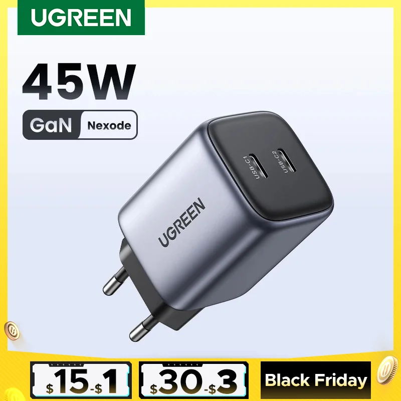 UGREEN GaN 45W USB Charger PD QC 3.0 Fast Charger Quick Charger For iPhone 16 15 14 Pro Travel Phone Charger for Samsung S24 S23