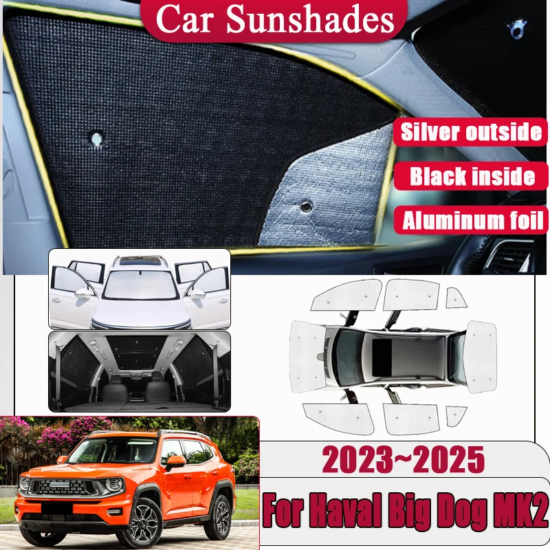 

Car Heat Insulation For Haval Dargo X H-Dog Big Dog MK2 2023~2025 Full Coverage Sunshade Side Window Visor Anti-UV Accessories