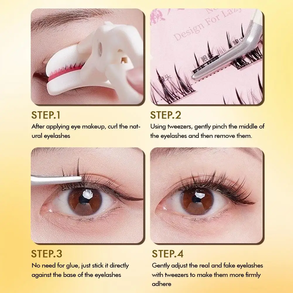 خالية من الغراء الرموش الصناعية لينة الفردية أنيمي الرموش الصناعية الطبيعية مجعد الثعالب العنقودية مجزأة رمش ملحقات ماكياج