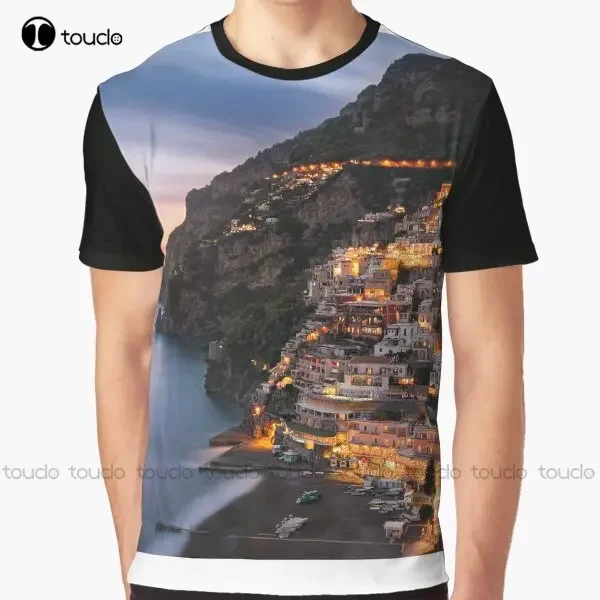 Amalfi Coast Italy Ocean Views Graphic T-Shirt Hip Hop Shirts For Men Digital Printing Tee Shirts Christmas Gift New Popular