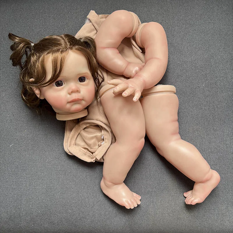 23inch Reborn Doll Kit Newborn Baby Maggi Lifelike Baby 3D Painting Doll Parts with Body and Eyes Visible Veins Same as Pictures