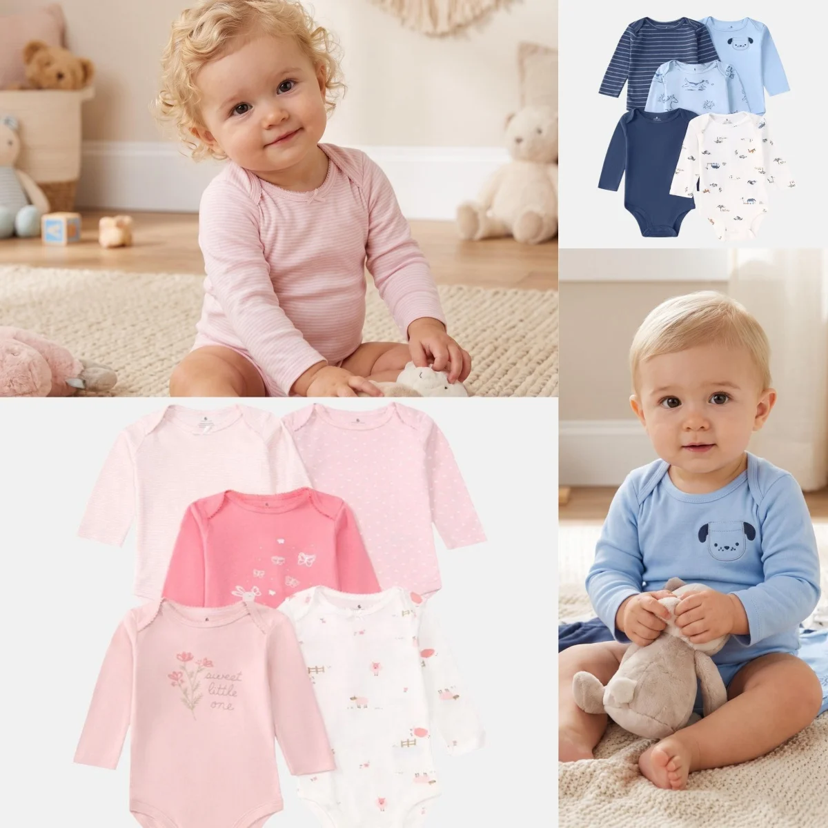 5 PCS Baby Boys Girls Bodysuit Long Sleeve 100% Cotton Newborn Jumpsuit Infant Clothes Unisex Bebe Clothing Set 0-24 Months