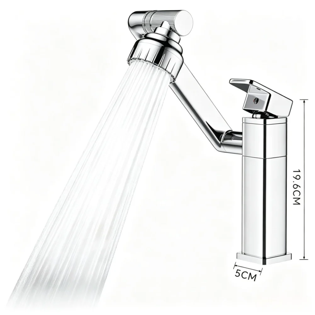 Copper Cold Hot Water Faucet with 1080 Degree Rotation Real Time for temp LED Display and Two Flow Settings Spray Bubble