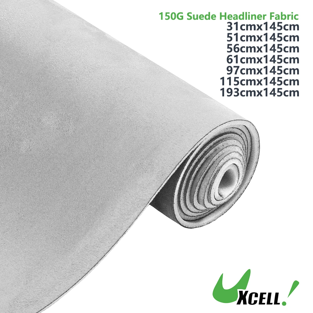 UXCELL 150G Zamszowa tkanina podsufitki 56x145cm 61x145cm 115x145cm 193x152cm Piankowy tył do naprawy dachu wnętrza samochodu Jasnoszary