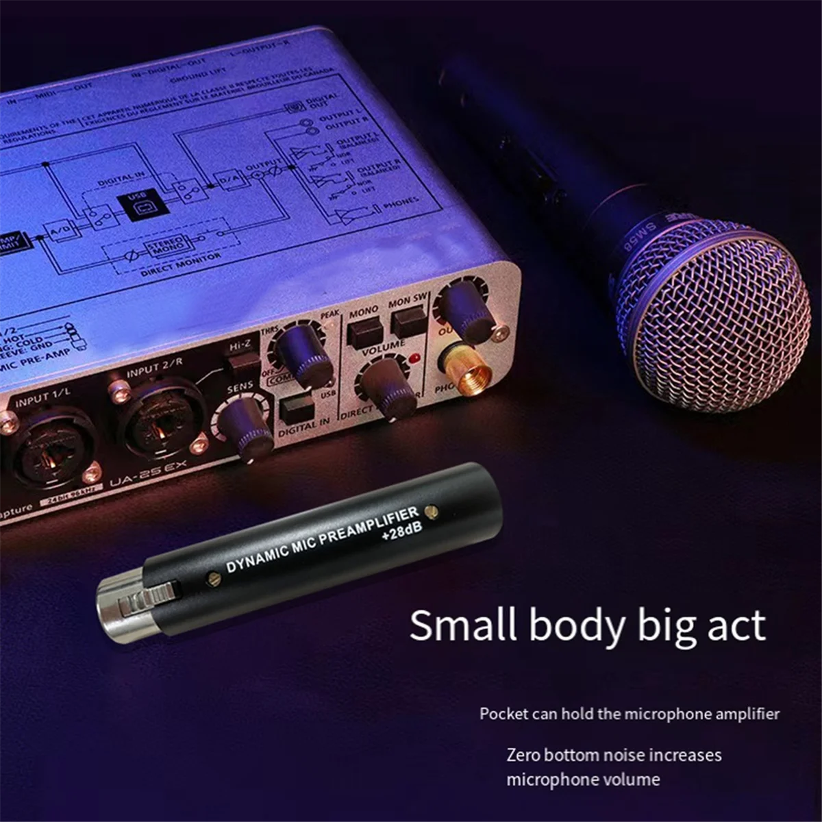 A93P Microphone Preamplifier for DM1 Dynamic 28DB Gain Mic Amplifier for Dynamic and Passive Ribbon Microphones