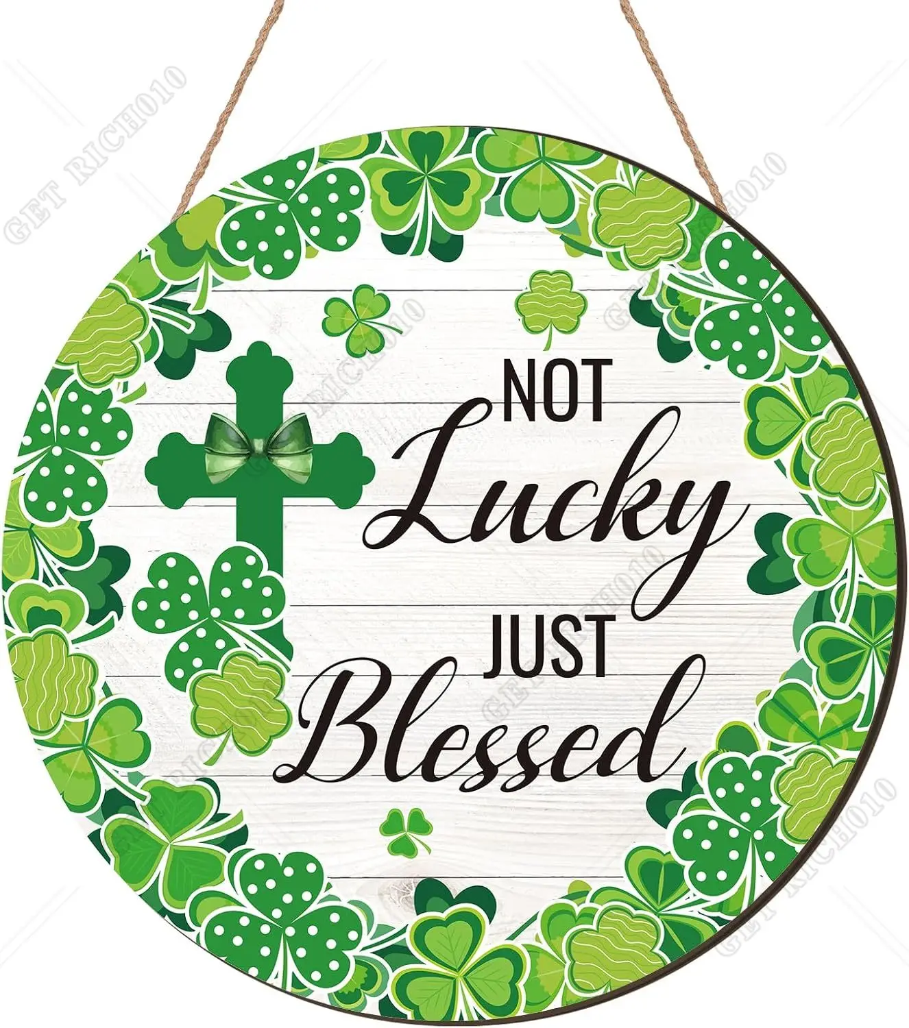 St Patrick's Day Wreath St Patrick's Door Decorations Signs Vase Clover Front Door Decoration Wooden Shamrocks Wreath