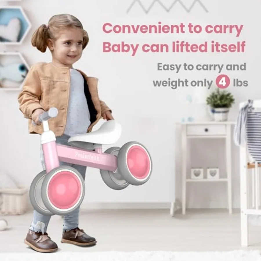 Vélo d'équilibre pour bébé de 1 an, pour garçons et filles, premier vélo avec 4 roues lumineuses colorées, vélo d'équilibre pour tout-petits de 12 à 24 mois