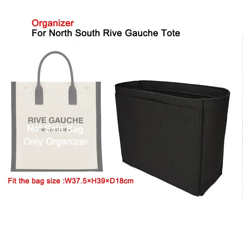 

Purse insert Bag Organizer 8 Pockets for North South Rive Gauche Tote Vertical 38x39x17.5cm , Organiser Divider Shaper Protector