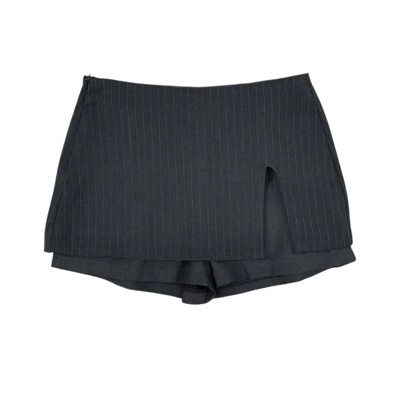 Cintura baixa vintage listrado magro sexy mini saia feminina 2026 primavera nova streetwear all-match split assimétrico a linha saia