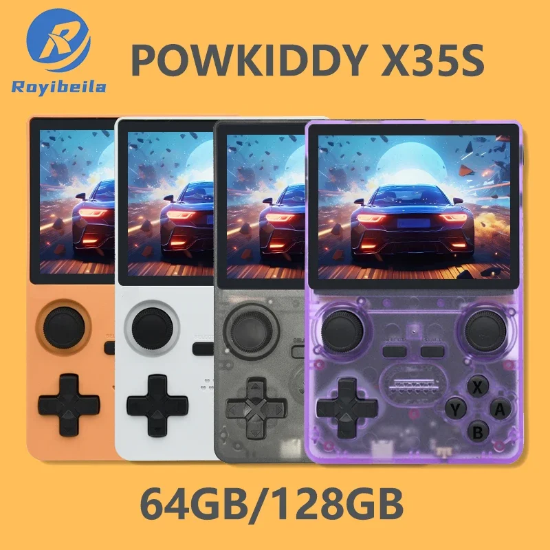 ريترو جيب X35S وحدة تحكم بجهاز لعب محمول 3.5 بوصة IPS شاشة POWKIDDY OS دعم HD الناتج قاعة تأثير عصا التحكم هدايا الأطفال