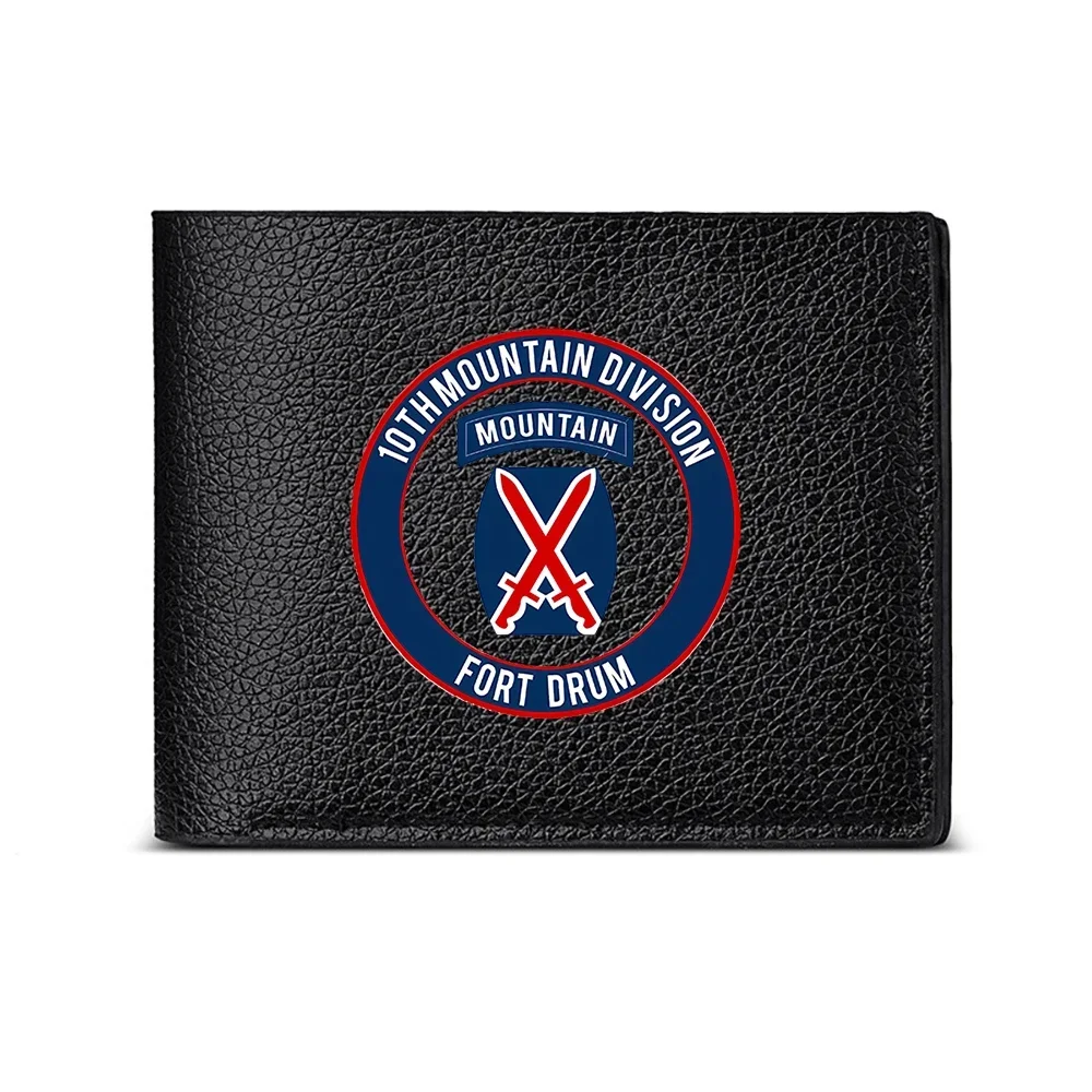 10th Mountain Division Fort Drum Emblem Men's Wallet Card Holder Casual Business Fashion Design