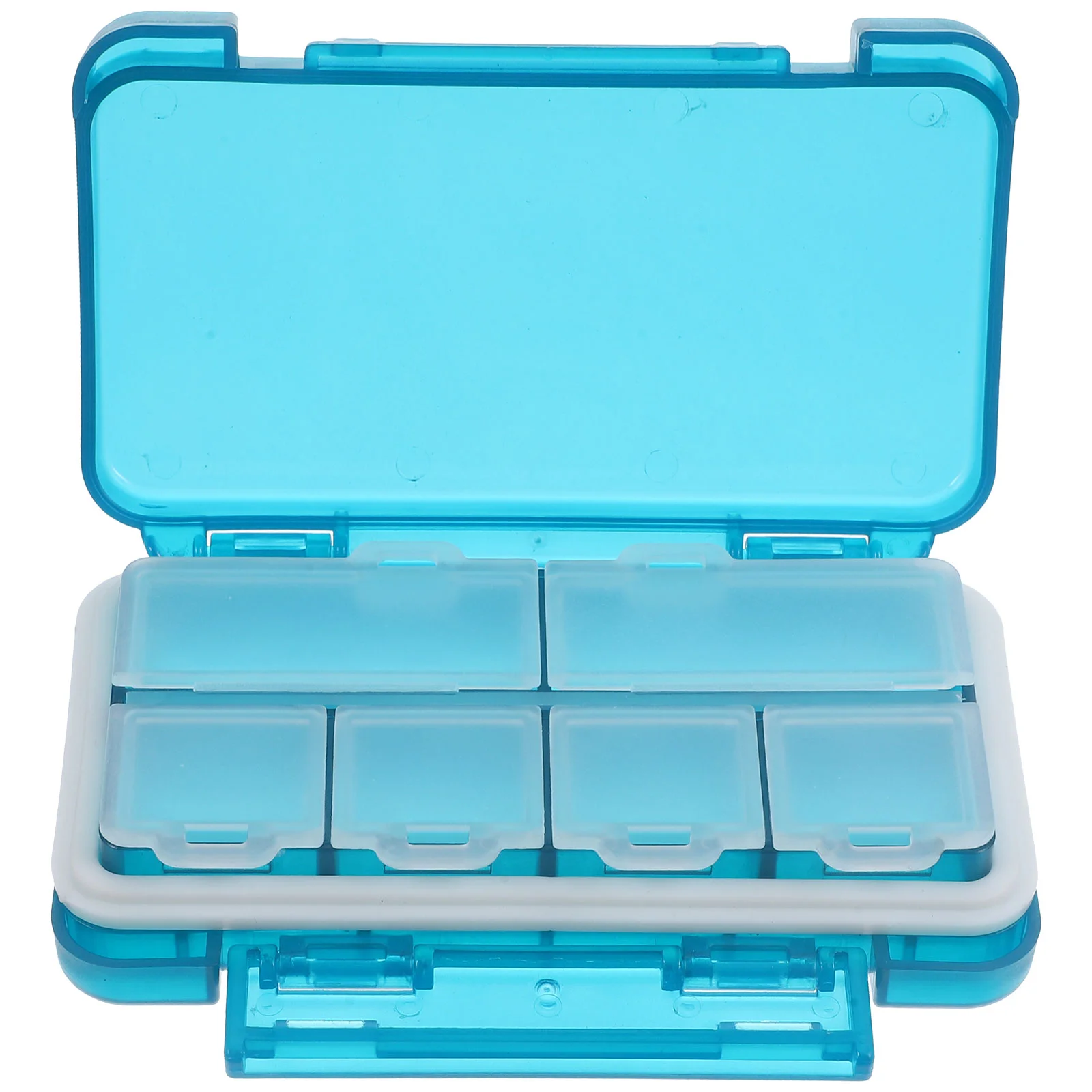 Small Pill Double-layer Ten-compartment Square Mini Travel Box (blue + Gray) 2pcs Pp Carrier