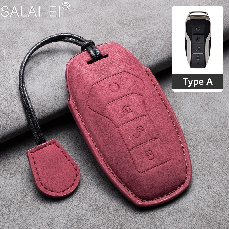 Suede Leather Car Remote Key Case Cover Shell Fob For BYD Song Plus Atto 3 Han EV Tang DM Qin Seal Dolphin Keychain Accessories