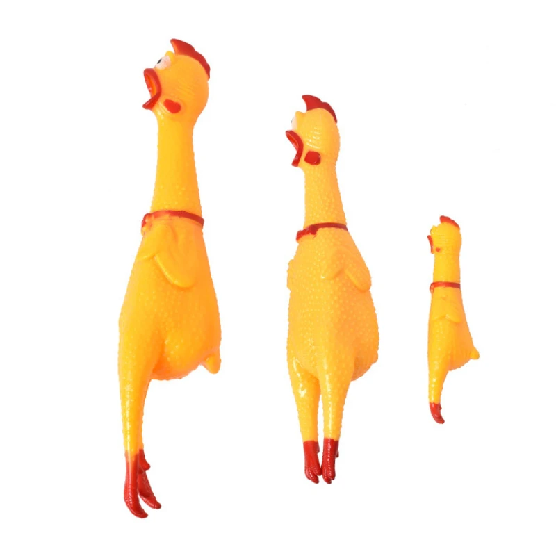 3pcs Screaming Chicken Dog Toys for Small Dogs Squeak Toy Squeeze Dog Chew Toy Durable Funny Yellow Rubber Exhaust Chicken Toys