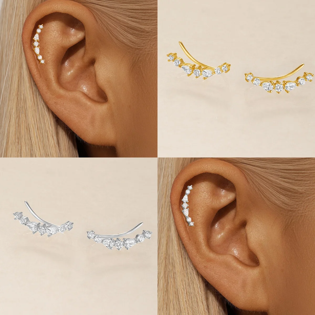 Aide 925 Sterling Silver Stud Earring For Women 2021 Trend Gift Round Bead Earrings Ear Climber Luksusowa biżuteria Pendiente Brincos — zdjęcie 4