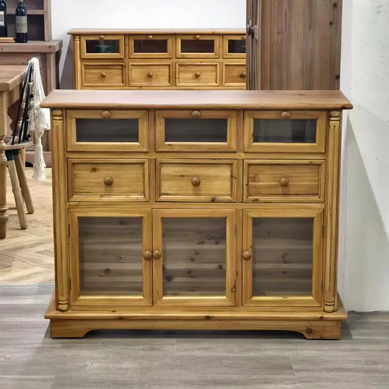 Country Resurrection Log Cream Wind Living Room Indoor Store Double Door Storage Cabinet