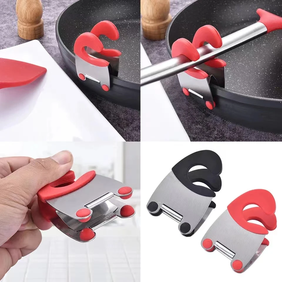 1/2pcs Stainless Steel Pot Side Clips Anti-Scald Spoon Holder Multifunctional Cooking Tools Pot Clip Holder Kitchen Accessaries