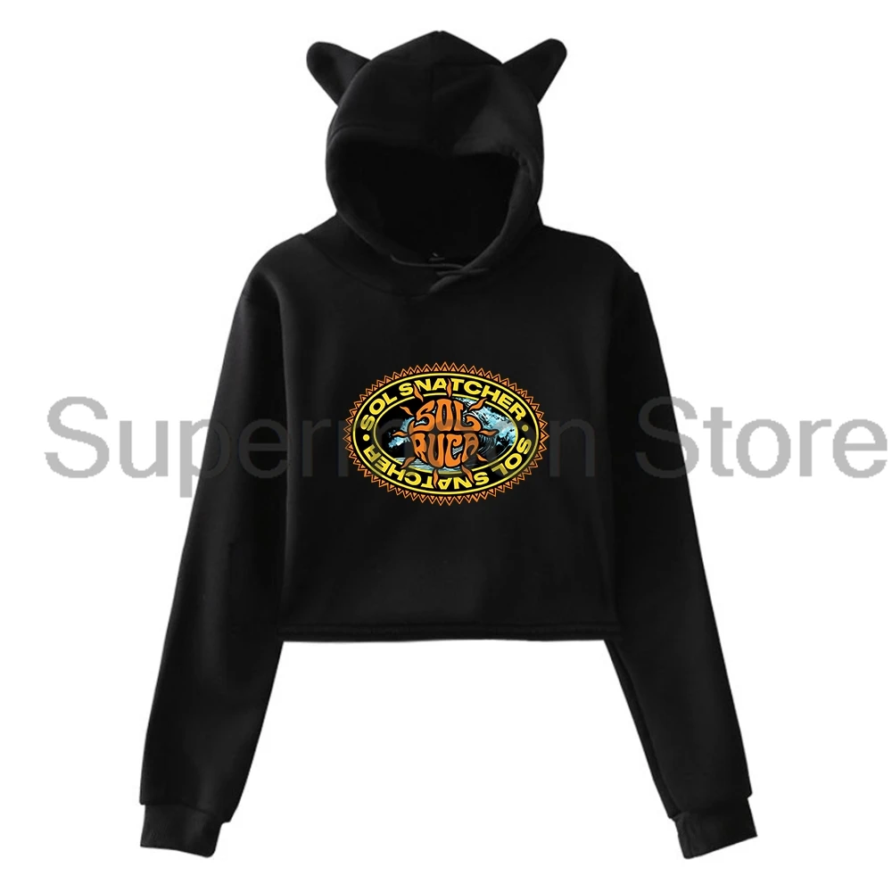 Sol Ruca Sol Snatcher Logo Hoodie Sweat-shirt à capuche avec oreilles de chat pour femme, haut court à manches longues, vêtements pour femmes