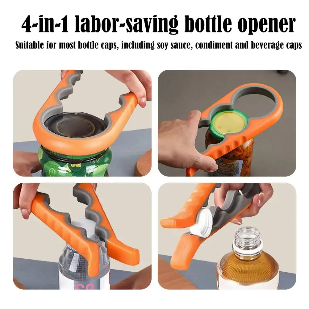 Can Opener Multi Functional Four In One Beverage Bottle Opener Cap Twister Four Position Can Opener Anti Slip Cap Twister