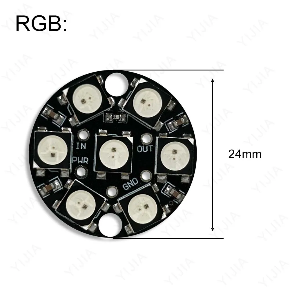 LED SMD 5050 RGB RGBW RGBWW 7 조명 단일 포인트 단일 제어 링 개발 보드 DC5V 직경 24mm 무대 조명 PCB 보드