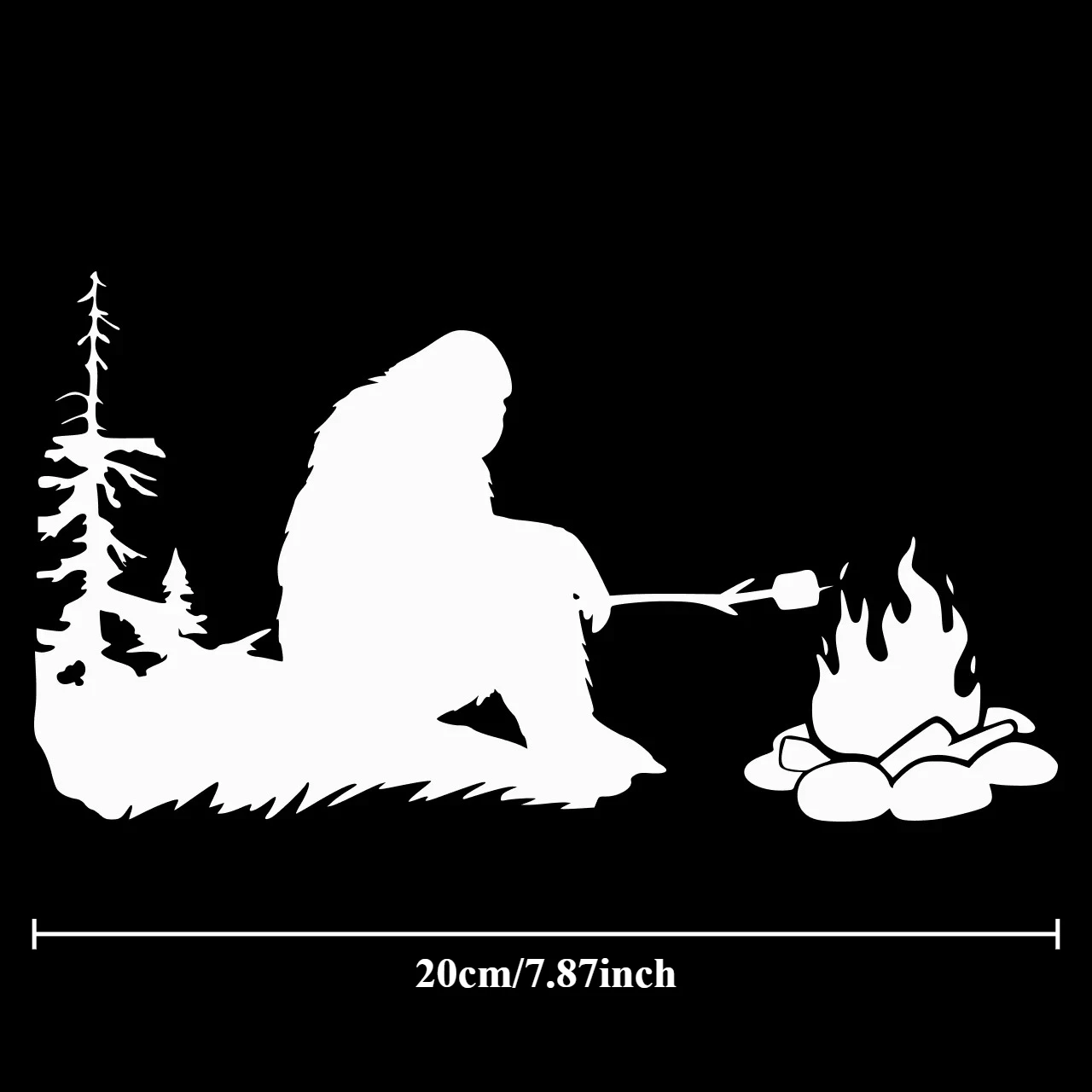 1pc Bigfoot Campfire Marshmallow Vinyl Sticker Waterproof Decal for Car Truck Motorcycle Camper Van