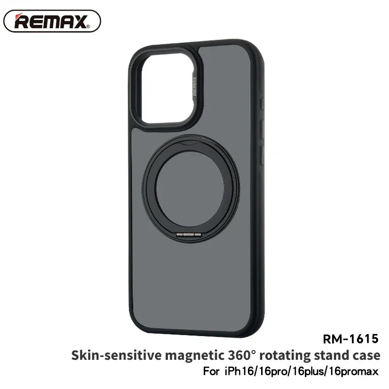 REMAX RM-1615 360 ° Rotation Stand Case Series Mobile Transparent Phone Case 360 ° rotation Stand Case Pour iPhone 16 Pro Max