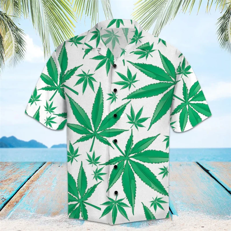 

Fashion Weeds Pattern Hawaiian Shirts For Men Summer Trendy Streetwear Hip Hop 3D Printed Shirt Loose Breathable Cool Blouses