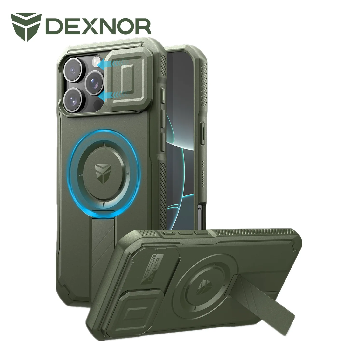 

Чехол для iPhone 16 Pro Max с выдвижной крышкой для камеры и регулируемой подставкой, прочный противоударный защитный сверхпрочный чехол-бампер