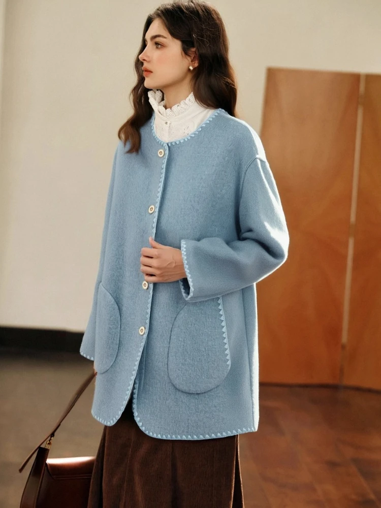 OLrain 女性ウールジャケット 2025 秋冬ロングコート暖かいシングルブレストアウターエレガントな女性服 GO57QS001301