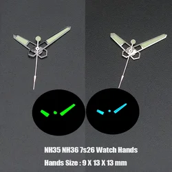 NH35 Watch Hands Blue Green Luminous Pointer Replace Parts Fits for Seiko NH35 4R35 4R36 7S26 Automatic Movement Hands Parts