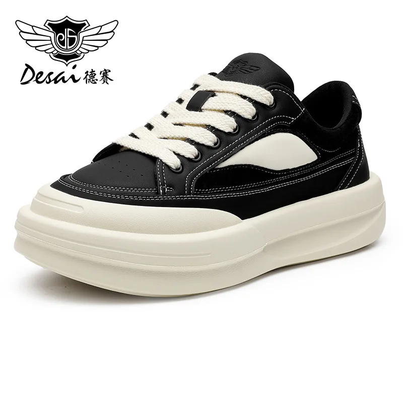 

Desai Leisure Sports Board Shoes with Cowhide Top Layer, Breathable Thick Sole, Versatile Little White Shoes