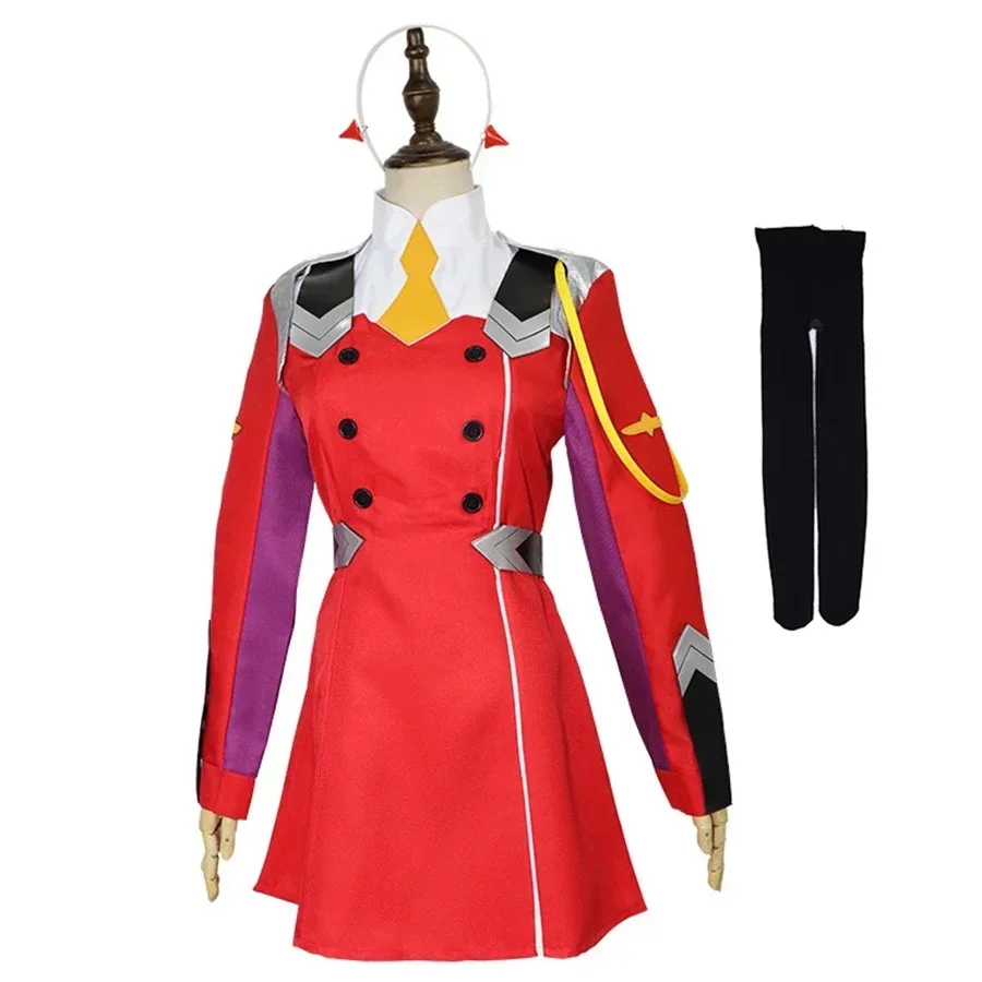 CosplayZero dos disfraces Cosplay Anime DARLING in The FRANXX Zero Two 02 vestido uniforme trajes sombreros peluca mujer disfraz de Halloween
