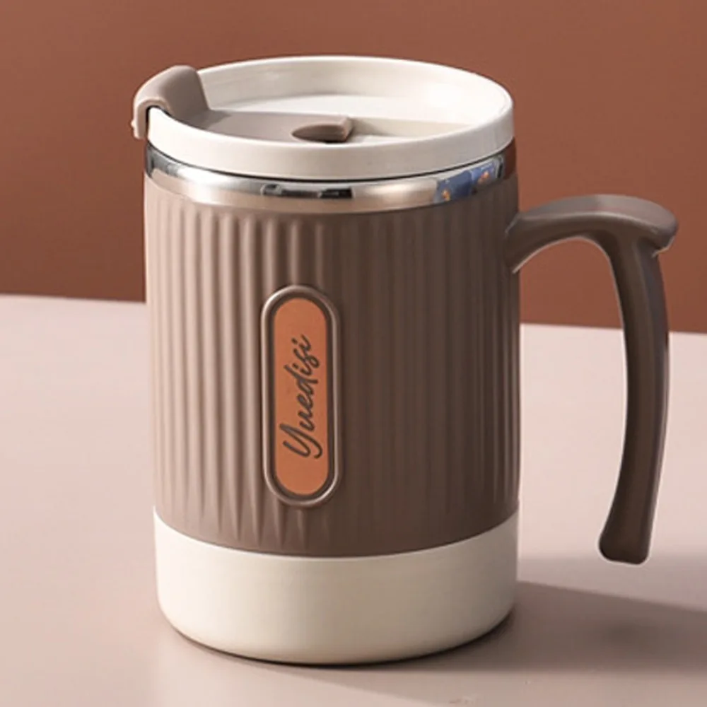 

Heat-resistant Stainless Steel Water Cup Large Capacity Seal Lid Spoon Coffee Mug With Handle Portable Water Cup Breakfast Cup