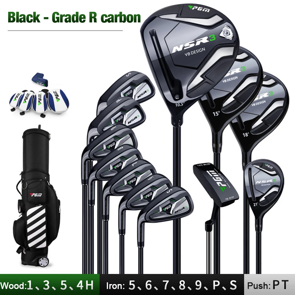 PGM NSR3 Left-Hand Golf Clubs Set with Ball Bag,Adjustable Loft Angle Pole,Low Center of Gravity Men Golf Training Clubs MTG033