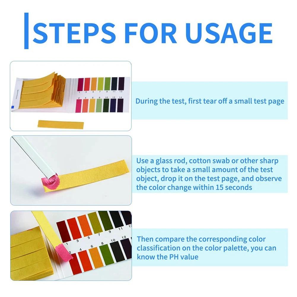 H-W 6 упаковок по 480 шт. тест-полоски PH Диапазон pH 1-14 Лакмусовая бумага для тестирования слюны, воды, почвы, косметика для домашних животных, тестирования pH еды