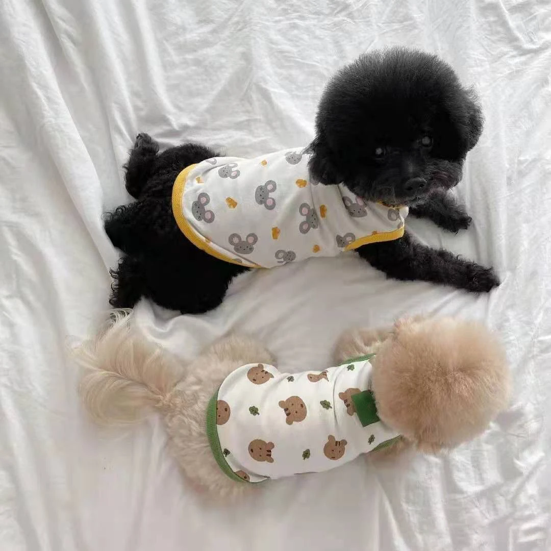 Vêtements pour animaux de compagnie pour chiens, chiot, été glathin FN anian Jumper Bear Print T-shirt Teddy Cartoon Vêtements pour chiens Produits