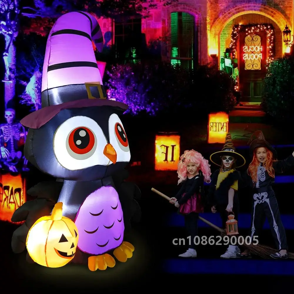 OurWarm Owl Inflatables Halloween Decorations Pumpkin Creepy Terror Scary Props Outdoor Party Yard Garden Haunted House Blow Up