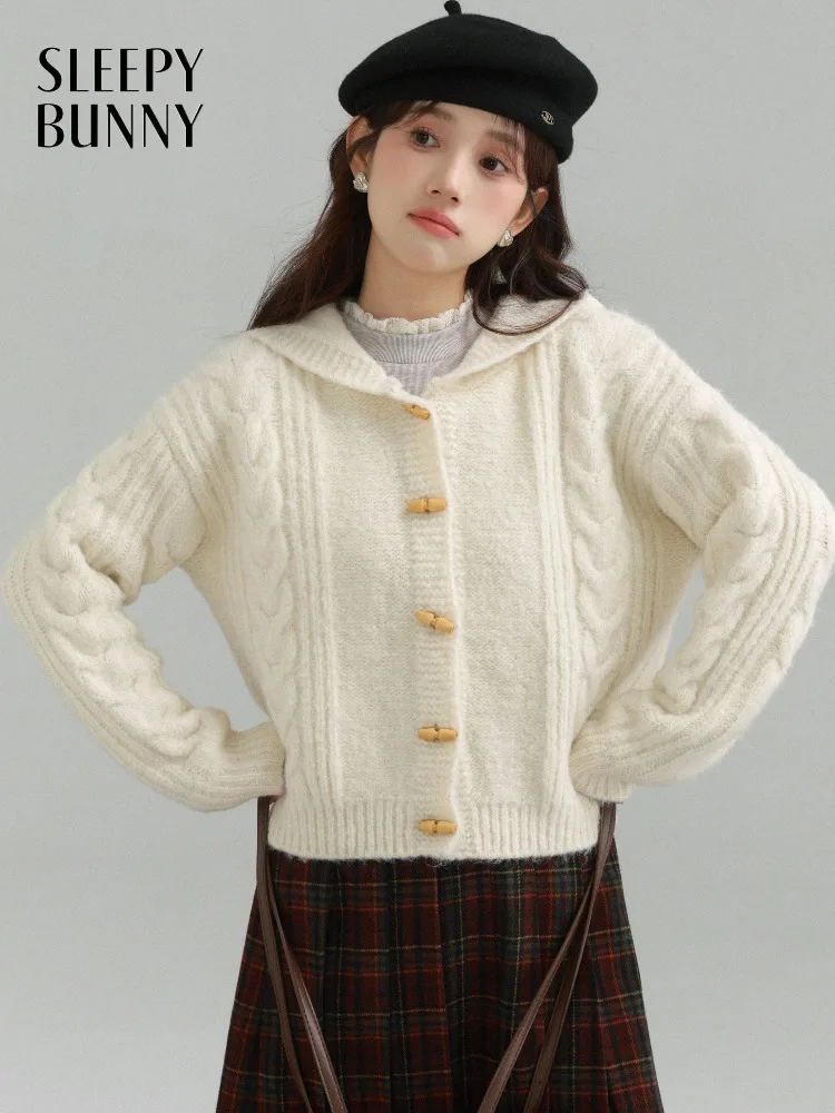 

Милый уютный вязаный кардиган, женский свитер с капюшоном и пуговицами, осень-зима, свободная повседневная теплая стильная верхняя одежда, куртка