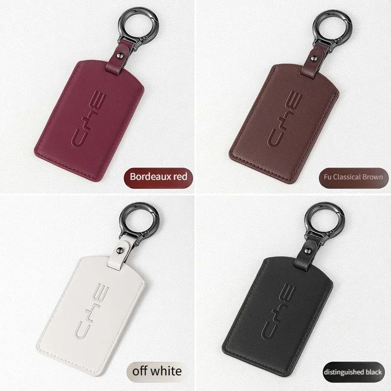 Anti‑Drop Leather NFC Key Card Case For BYD Dolphin Seal Atto3 Han Tang Song Yuan BYD Logo Key Ring Holder Signal Friendly Car A