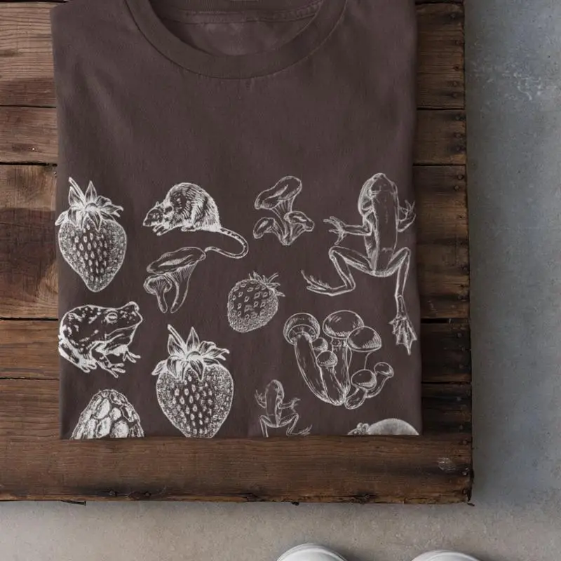 Fairy Grunge Strawberry T Shirt Cottagecore Mushroom Goblincore Clothing Rat Frogs Alt Dark Academia