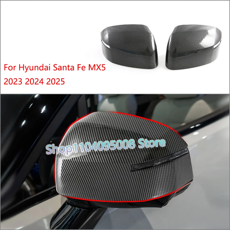 

For Hyundai Santa Fe MX5 23 24 25 Car Sticker Rearview Side Mirror Cover Wing Cap Exterior Door Rear View Case Trim Carbon Fiber